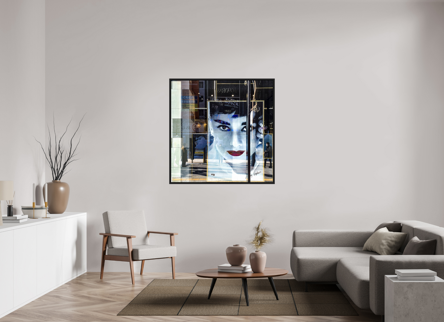 120 x 120 cm, Caisse noir mat 15 mm Vitrine à Sapporo