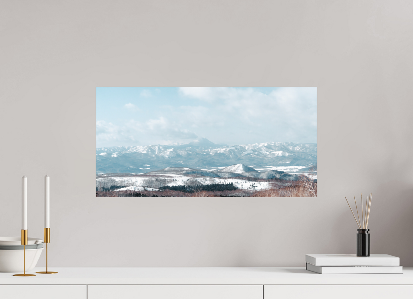 60 x 30 cm, Photo Print Under Acrylic Glass Volcan à Hokkaido