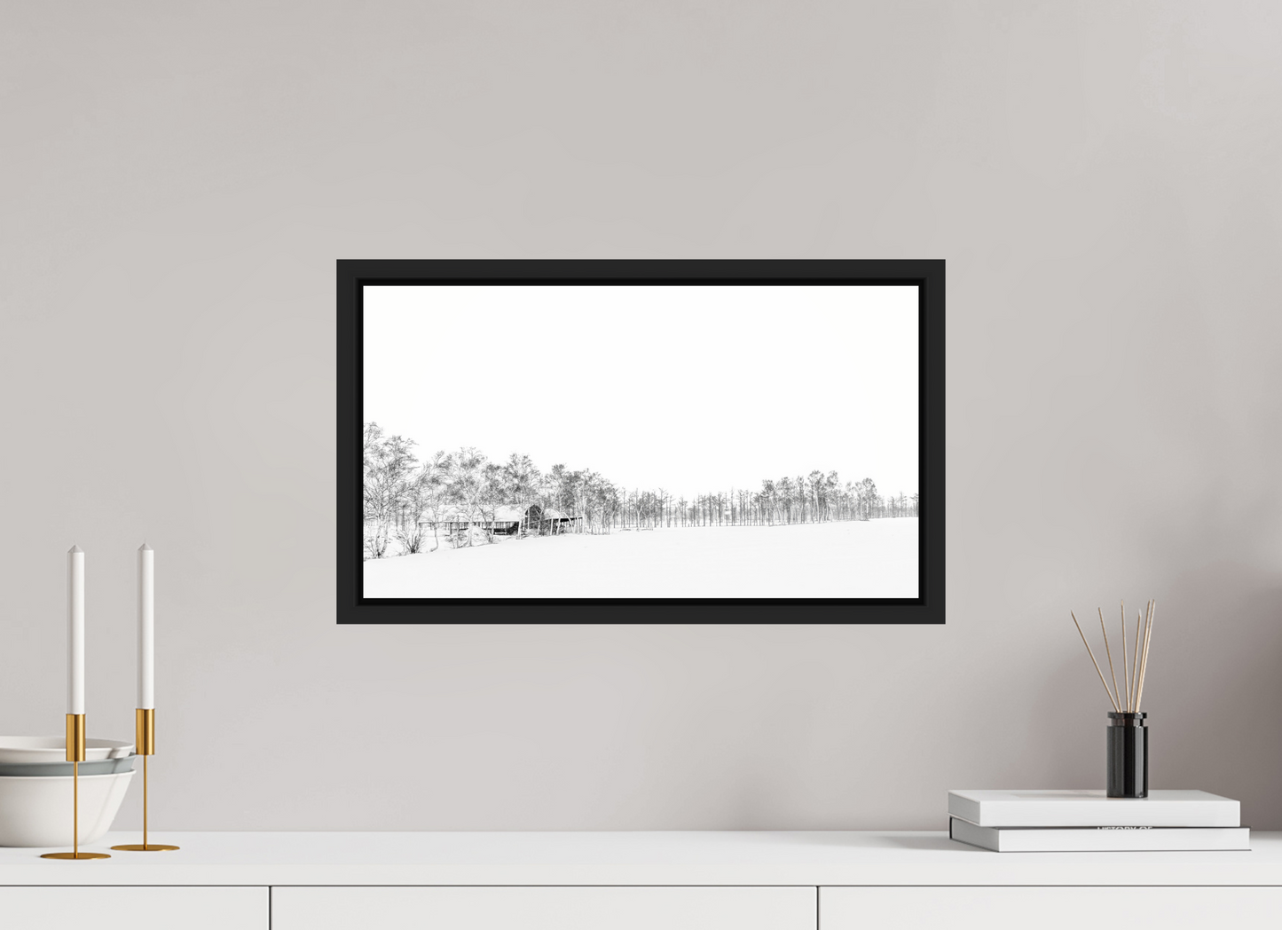 48 x 27 cm, Caisse noir mat 15 mm La neige