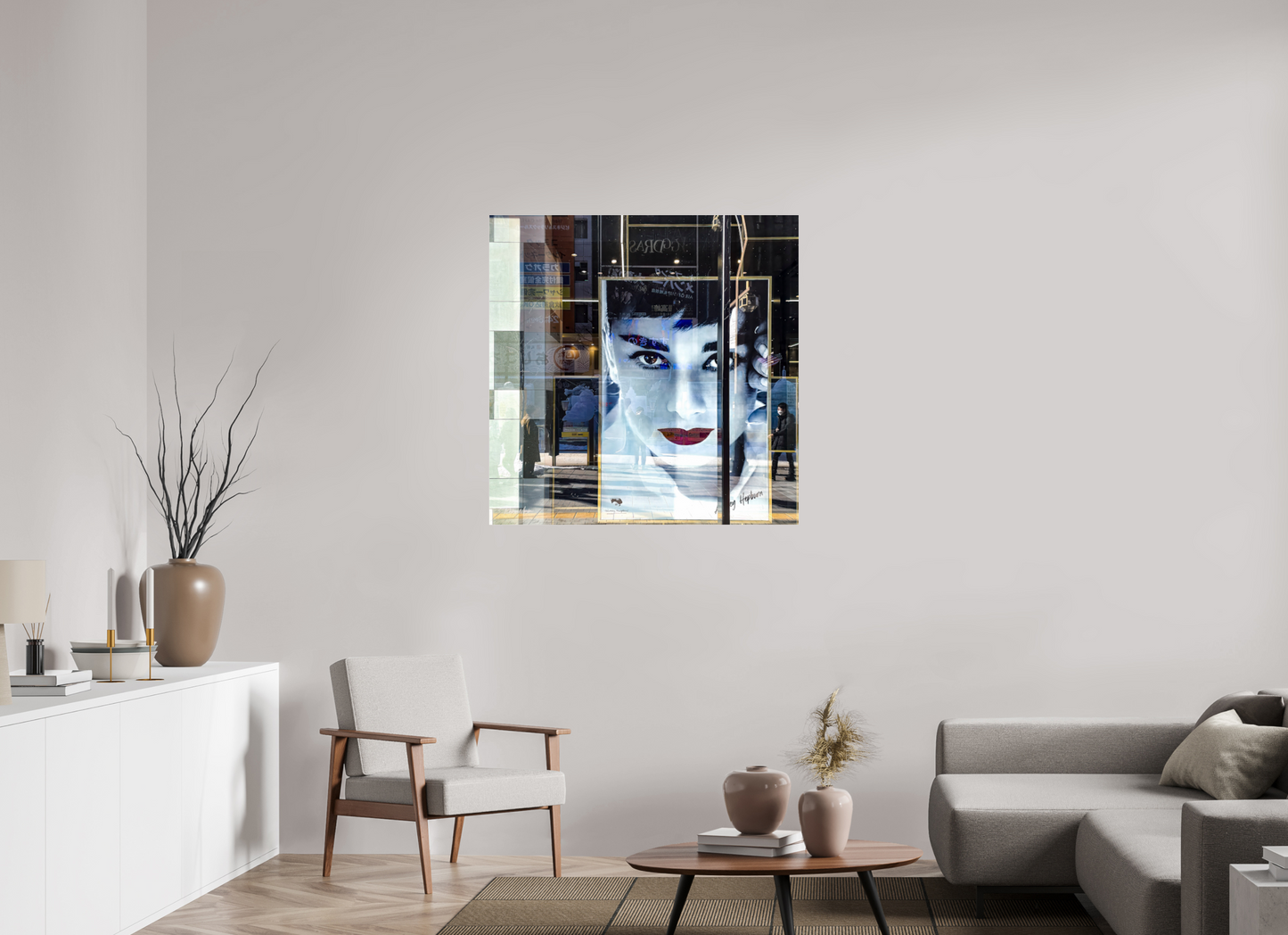 100 x 100 cm, Photo Print Under Acrylic Glass Vitrine à Sapporo