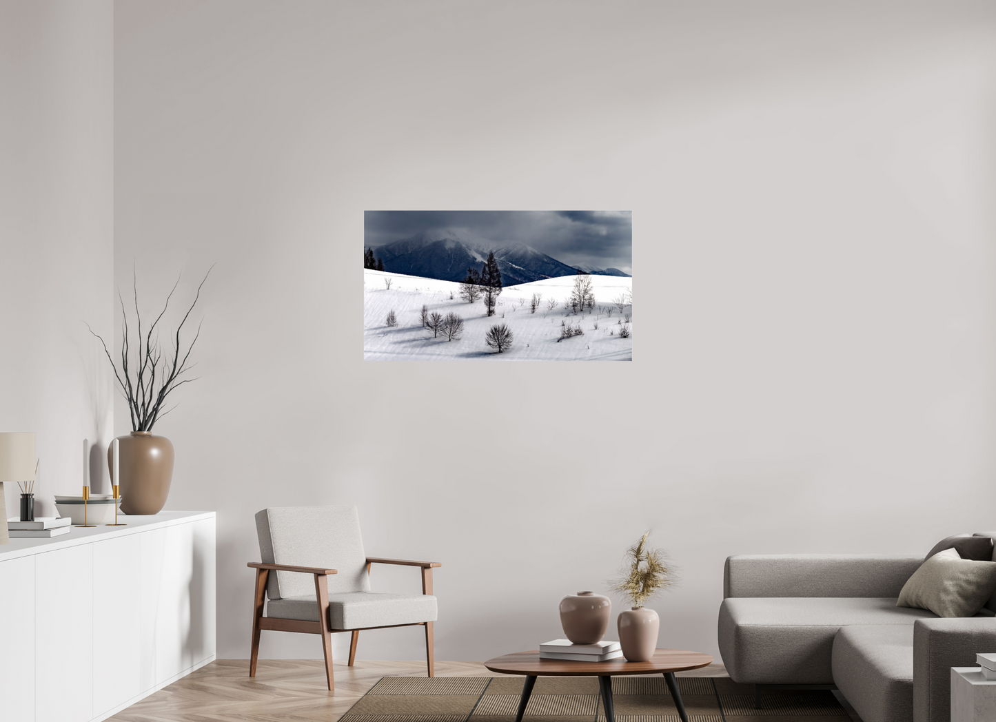 112 x 63 cm, Photo Print Under Acrylic Glass Paysage à Hokkaido