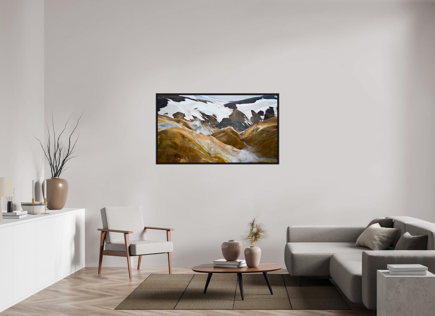 144 x 81 cm, Caisse noir mat 15 mm Landmannalaugar