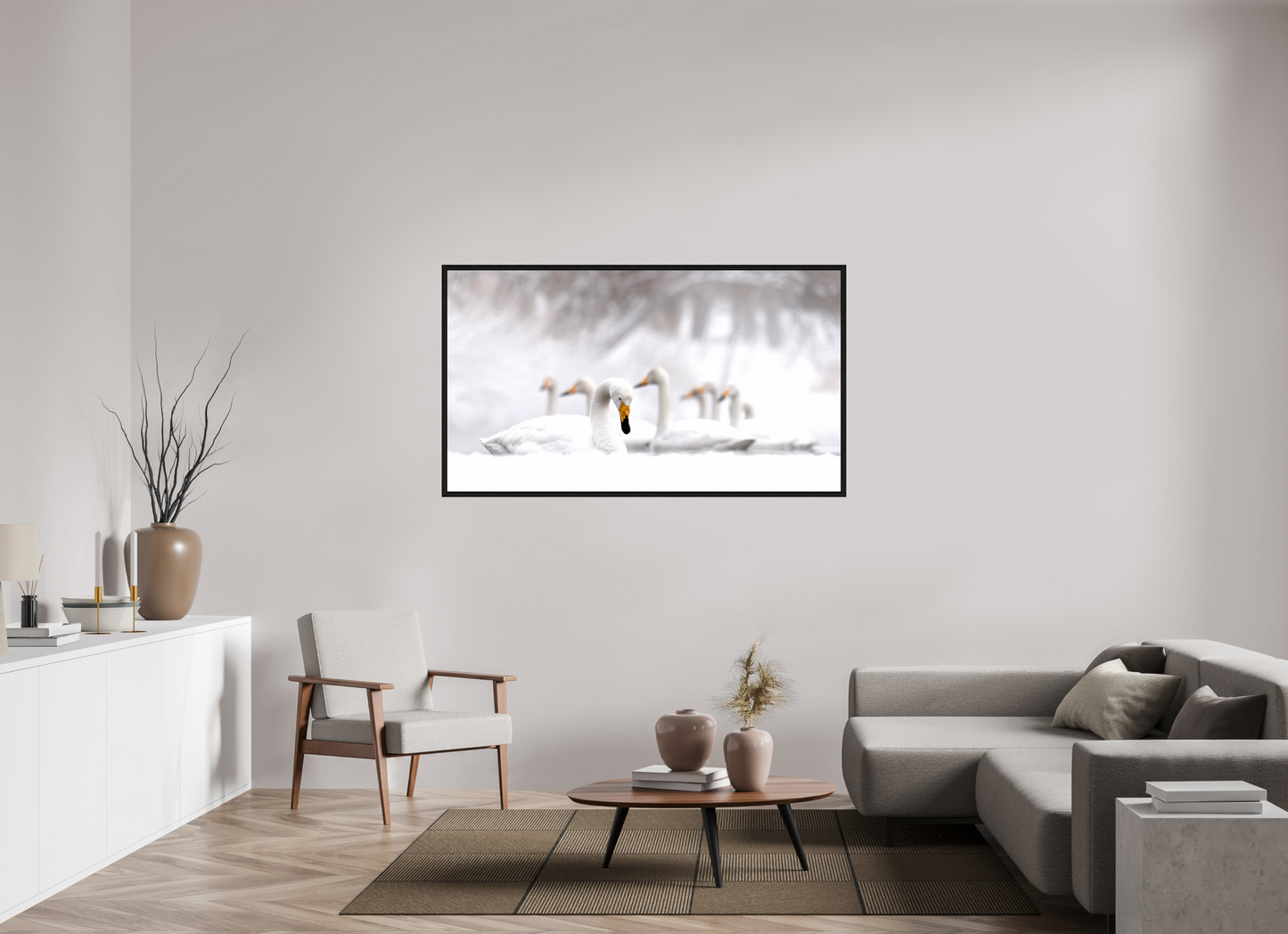 160 x 90 cm, Floater Frame Les Cygnes