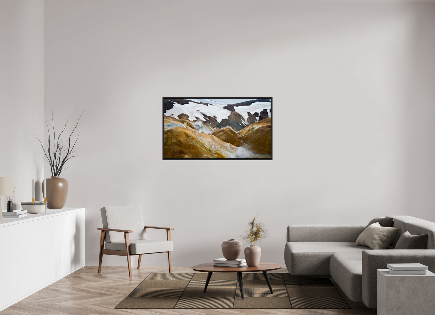 128 x 72 cm, Caisse noir mat 15 mm Landmannalaugar
