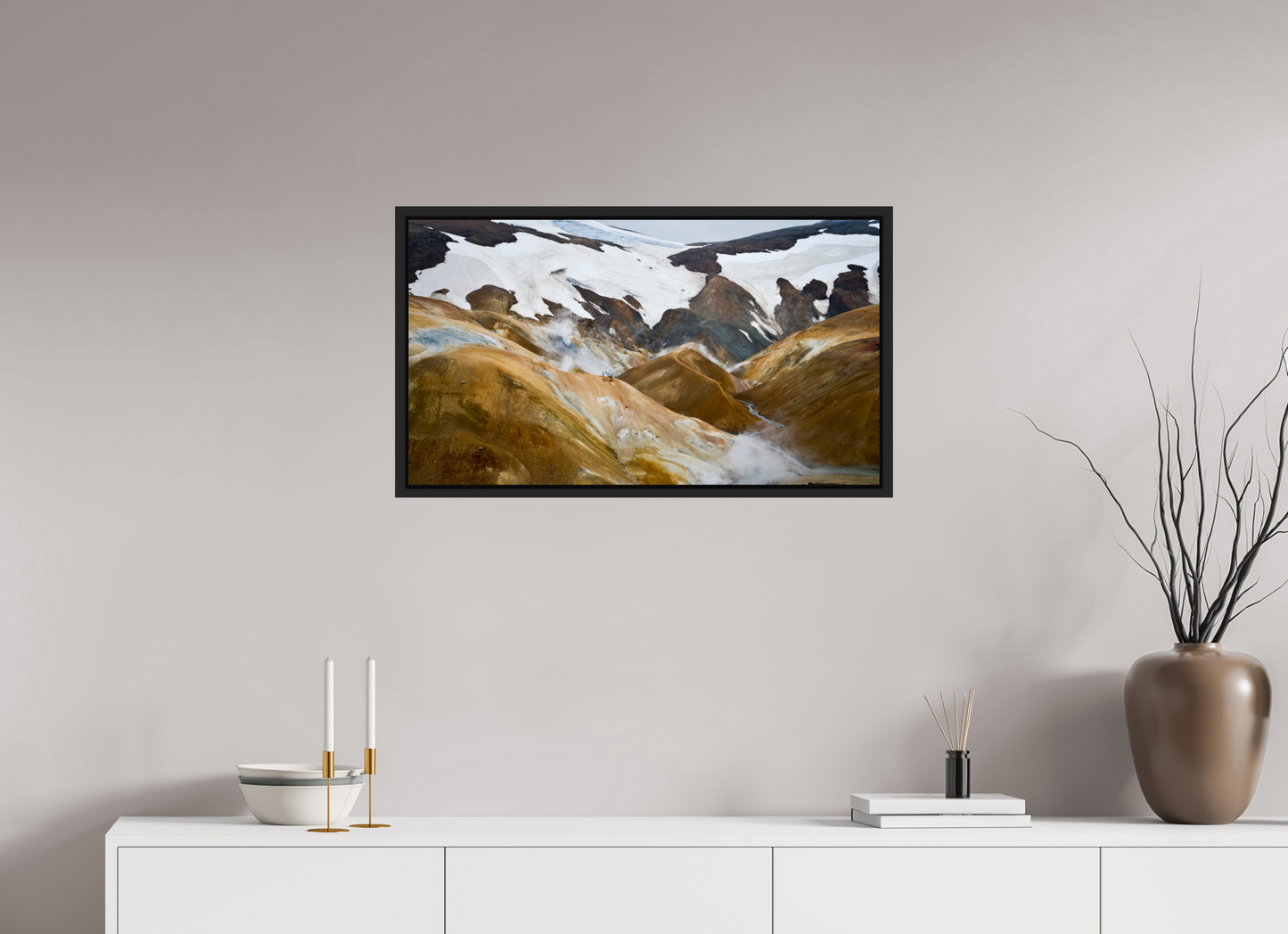 80 x 45 cm, Caisse noir mat 15 mm Landmannalaugar