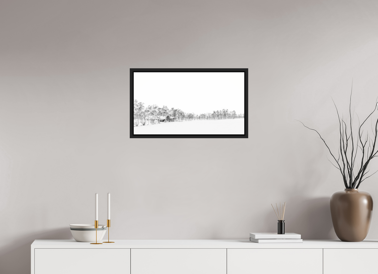 64 x 36 cm, Caisse noir mat 15 mm La neige