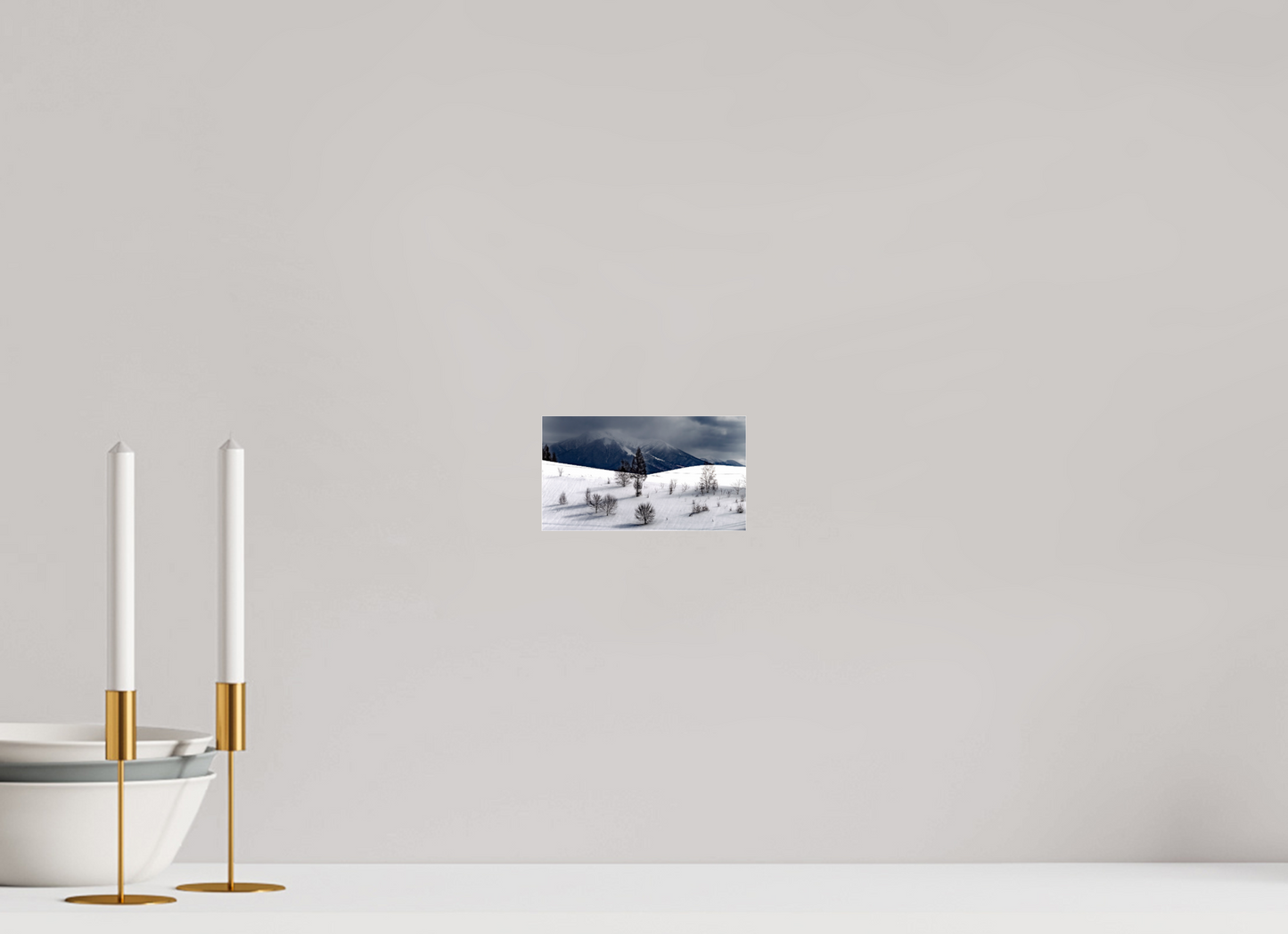 16 x 9 cm, Photo Print Under Acrylic Glass Paysage à Hokkaido
