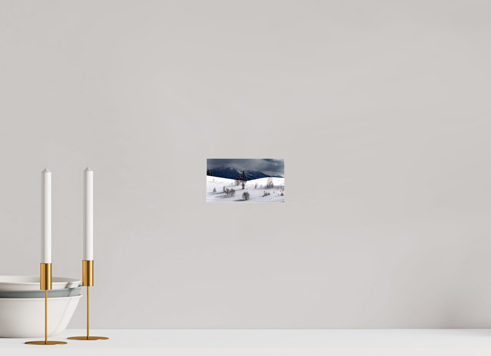 16 x 9 cm, Photo Print Under Acrylic Glass Paysage à Hokkaido