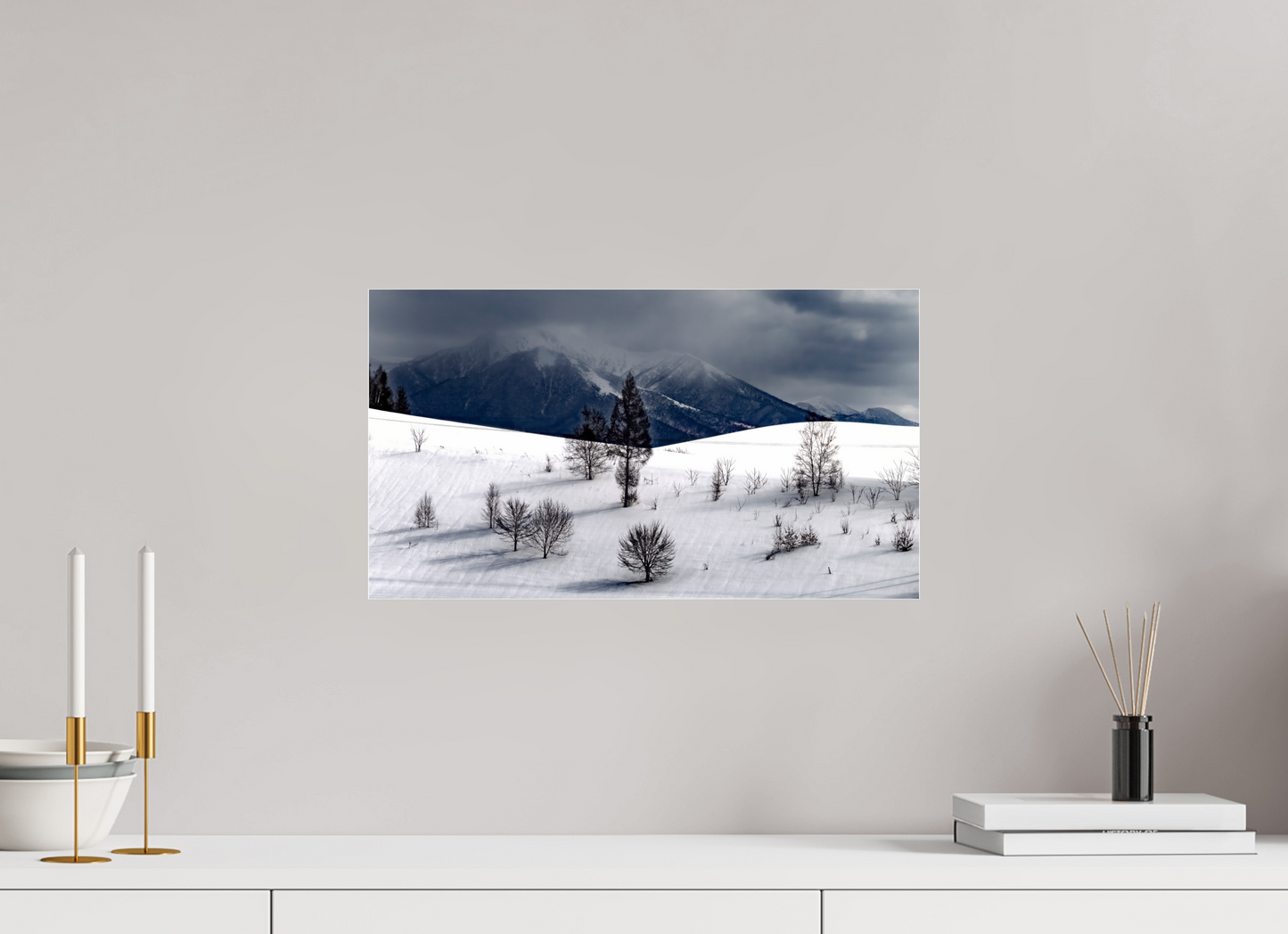 48 x 27 cm, Photo Print Under Acrylic Glass Paysage à Hokkaido