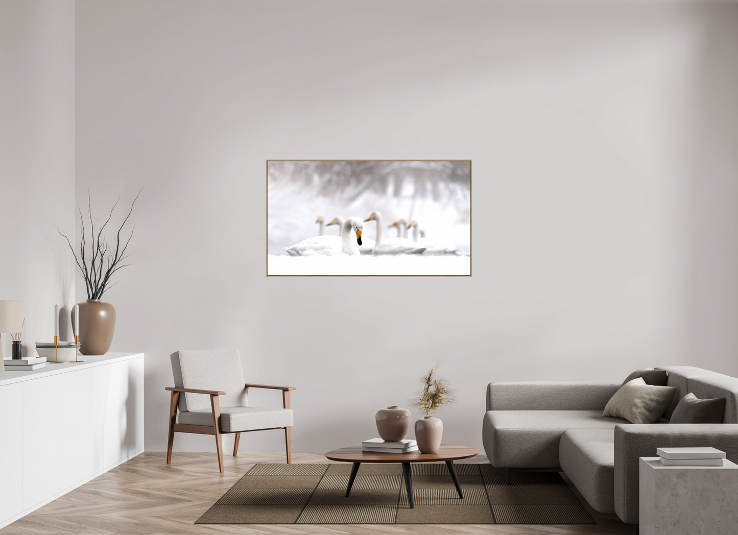 144 x 81 cm, Caisse Bois 6 mm Les Cygnes