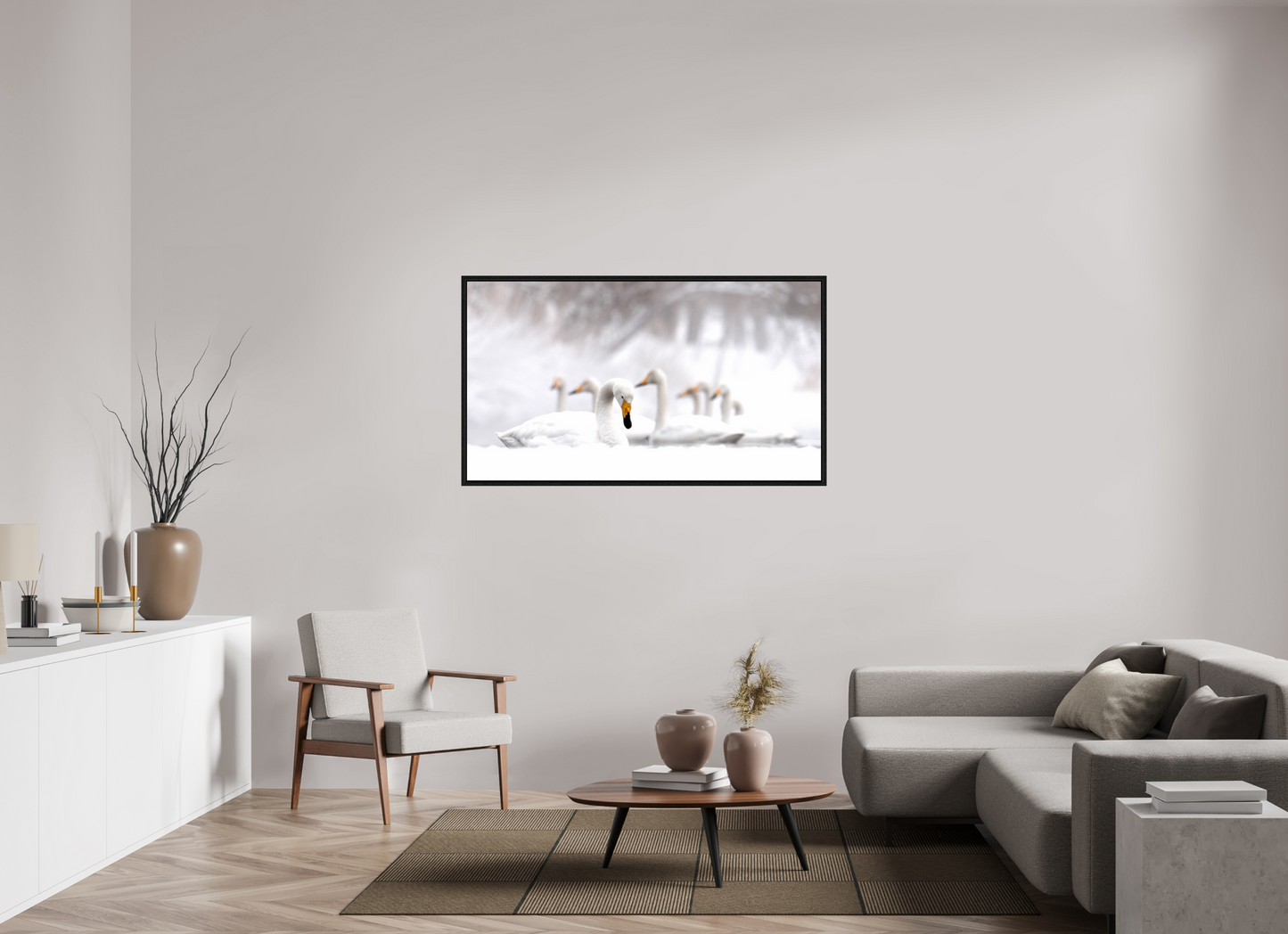 144 x 81 cm, Floater Frame Les Cygnes