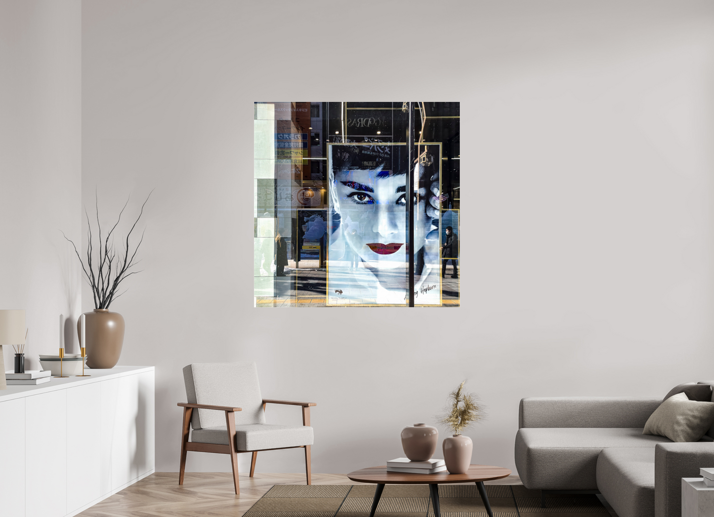 120 x 120 cm, Photo Print Under Acrylic Glass Vitrine à Sapporo