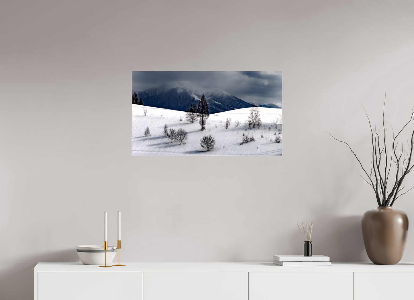 80 x 45 cm, Photo Print Under Acrylic Glass Paysage à Hokkaido