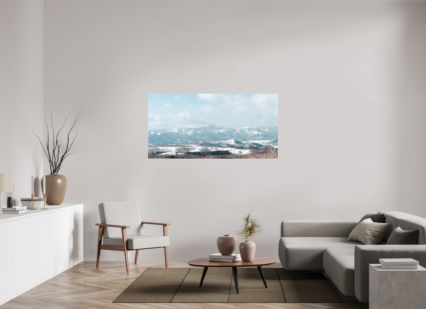 160 x 80 cm, Photo Print Under Acrylic Glass Volcan à Hokkaido