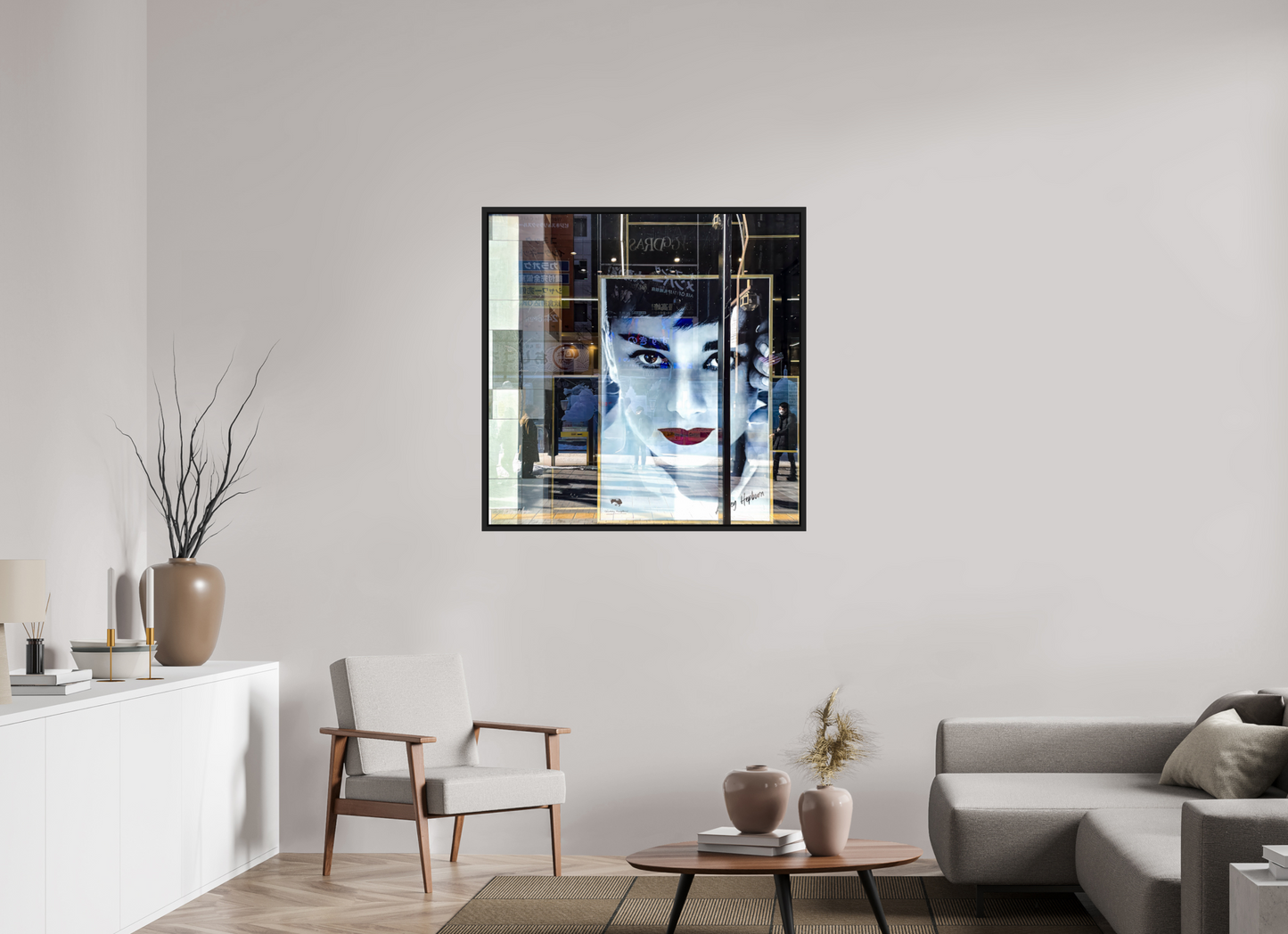 100 x 100 cm, Caisse noir mat 15 mm Vitrine à Sapporo