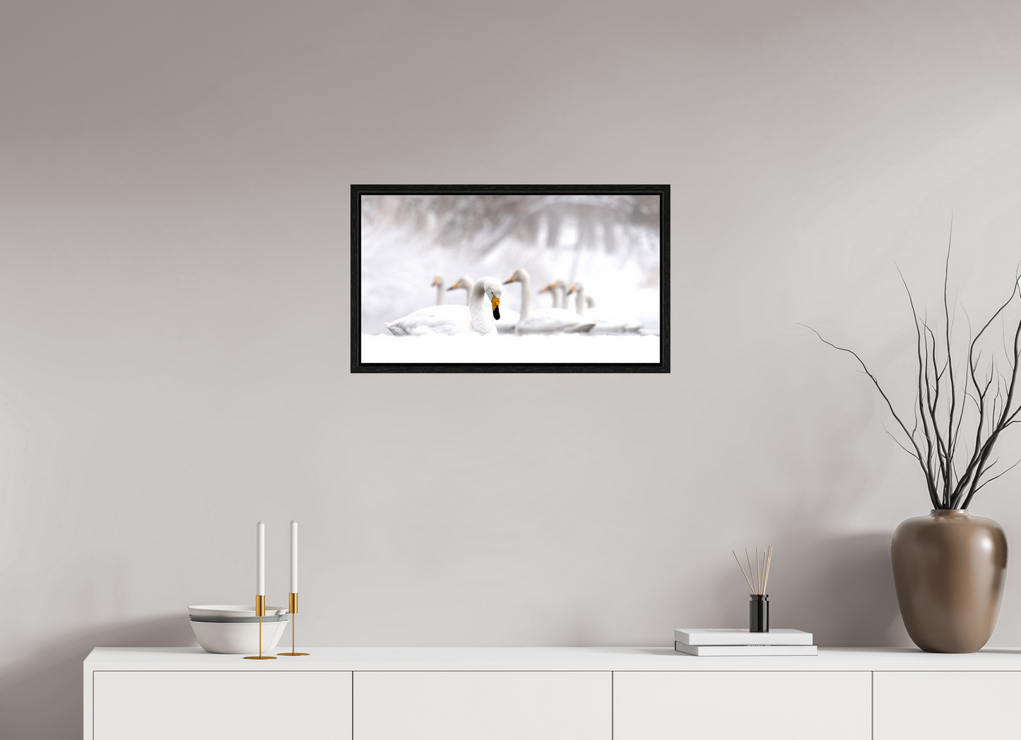 64 x 36 cm, Floater Frame Les Cygnes