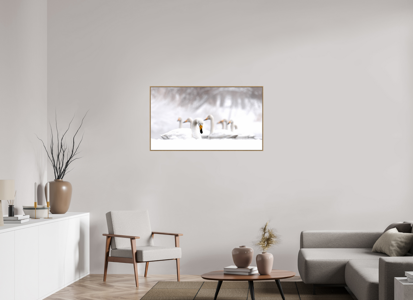 112 x 63 cm, Caisse Bois 6 mm Les Cygnes