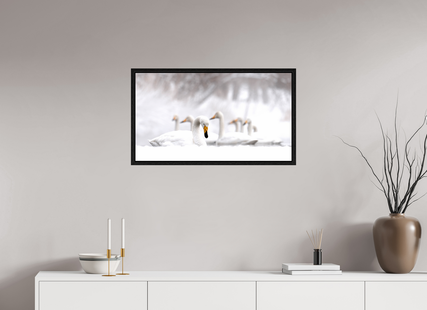 80 x 45 cm, Floater Frame Les Cygnes