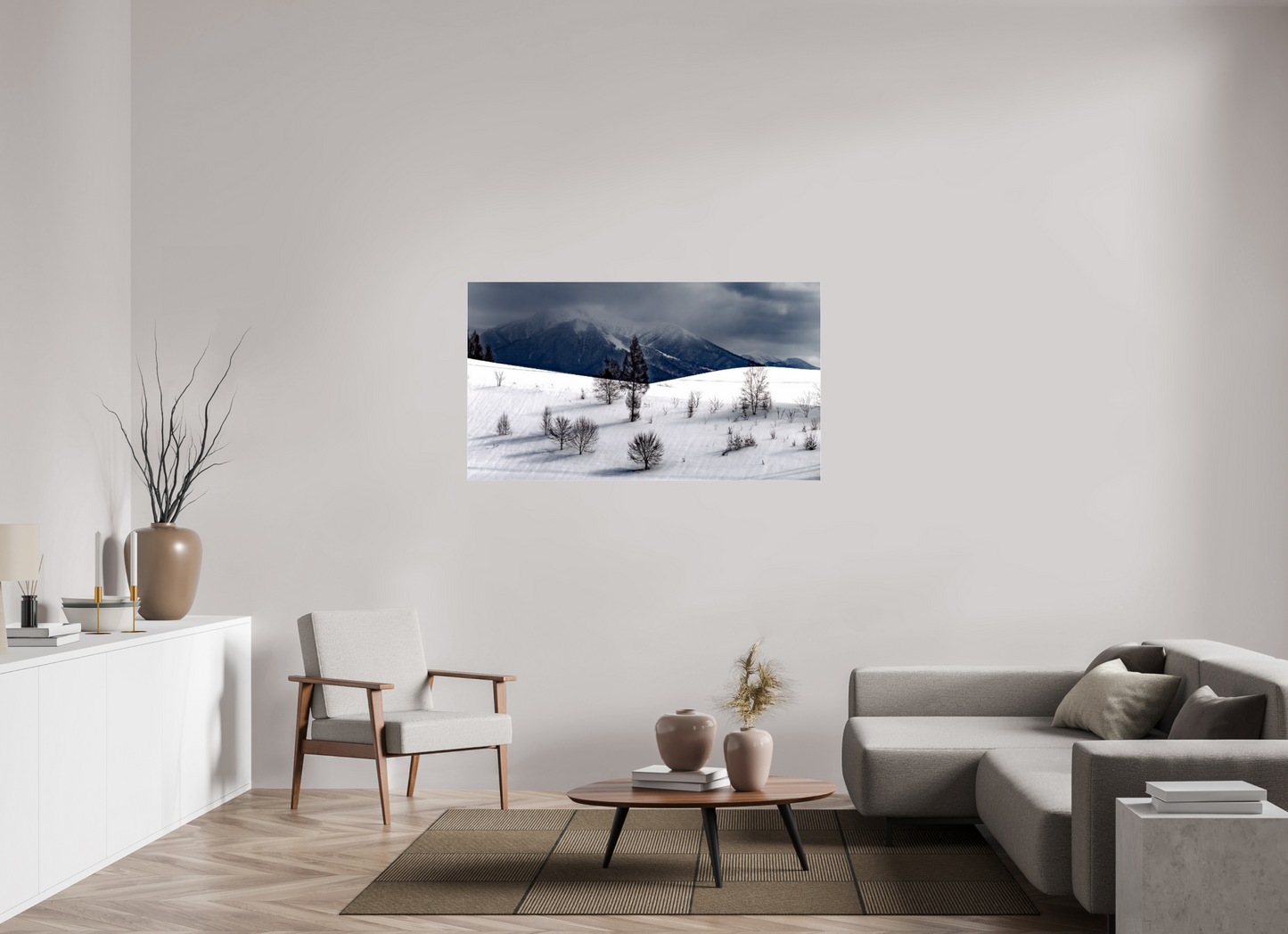 144 x 81 cm, Photo Print Under Acrylic Glass Paysage à Hokkaido