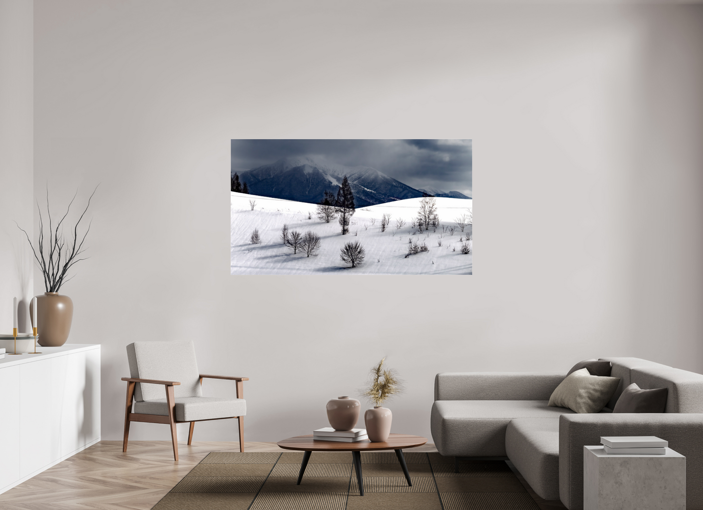 176 x 99 cm, Photo Print Under Acrylic Glass Paysage à Hokkaido
