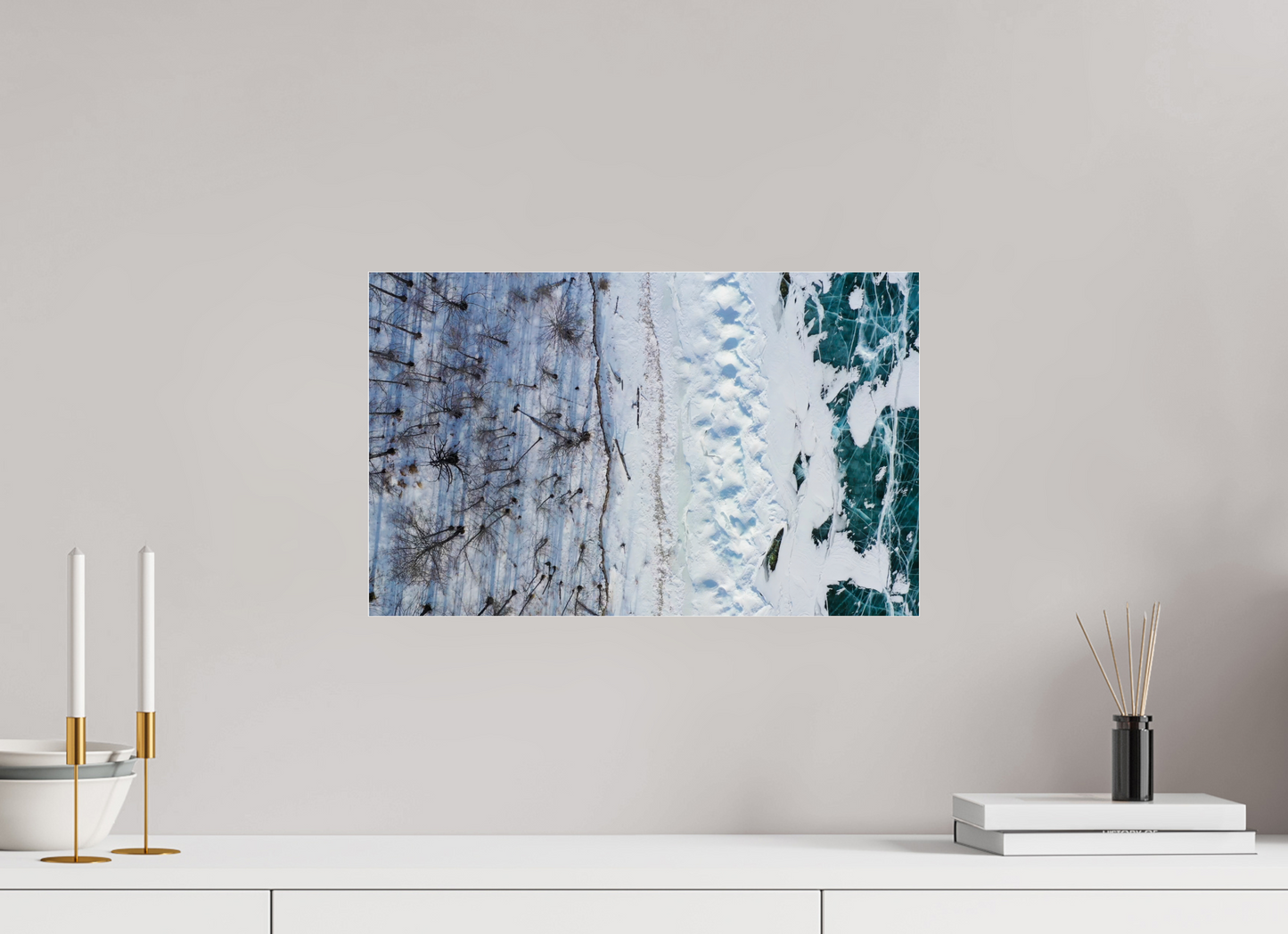 48 x 30 cm, Photo Print Under Acrylic Glass Baïkal - les arbres
