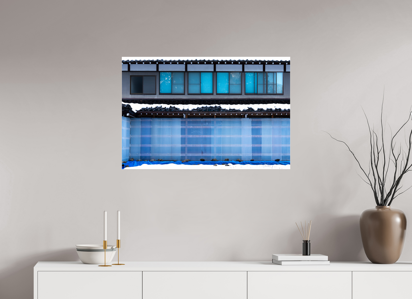 90 x 60 cm, Photo Print Under Acrylic Glass Façade au Japon
