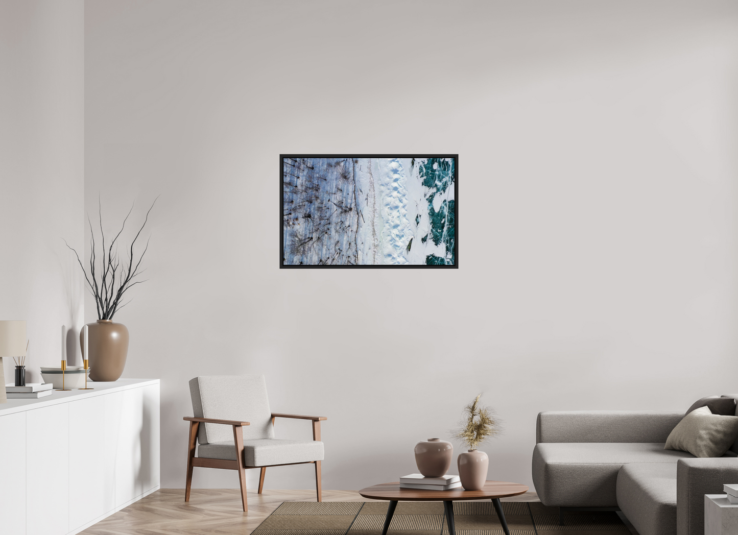 96 x 60 cm, Caisse noir mat 15 mm Baïkal - les arbres
