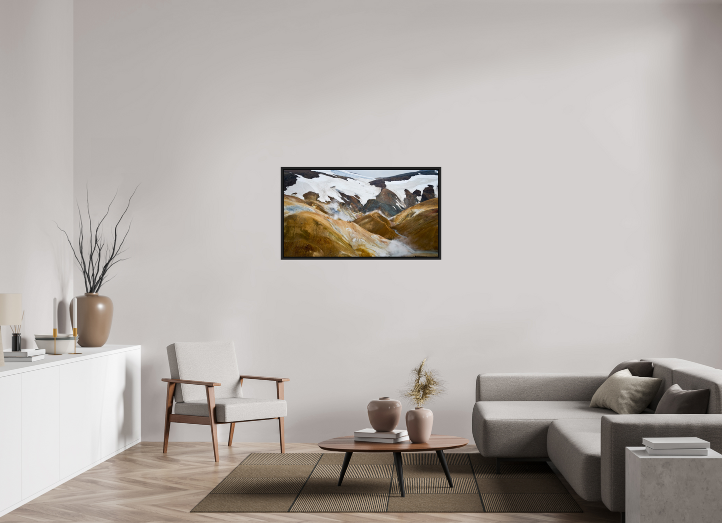 112 x 63 cm, Caisse noir mat 15 mm Landmannalaugar