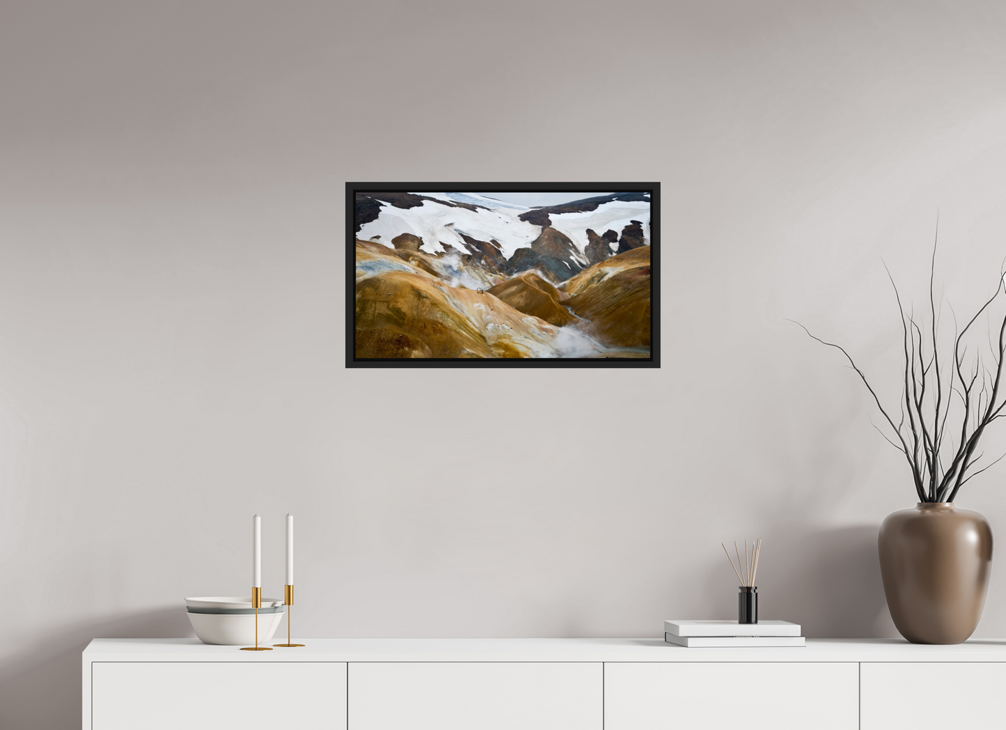 64 x 36 cm, Caisse noir mat 15 mm Landmannalaugar