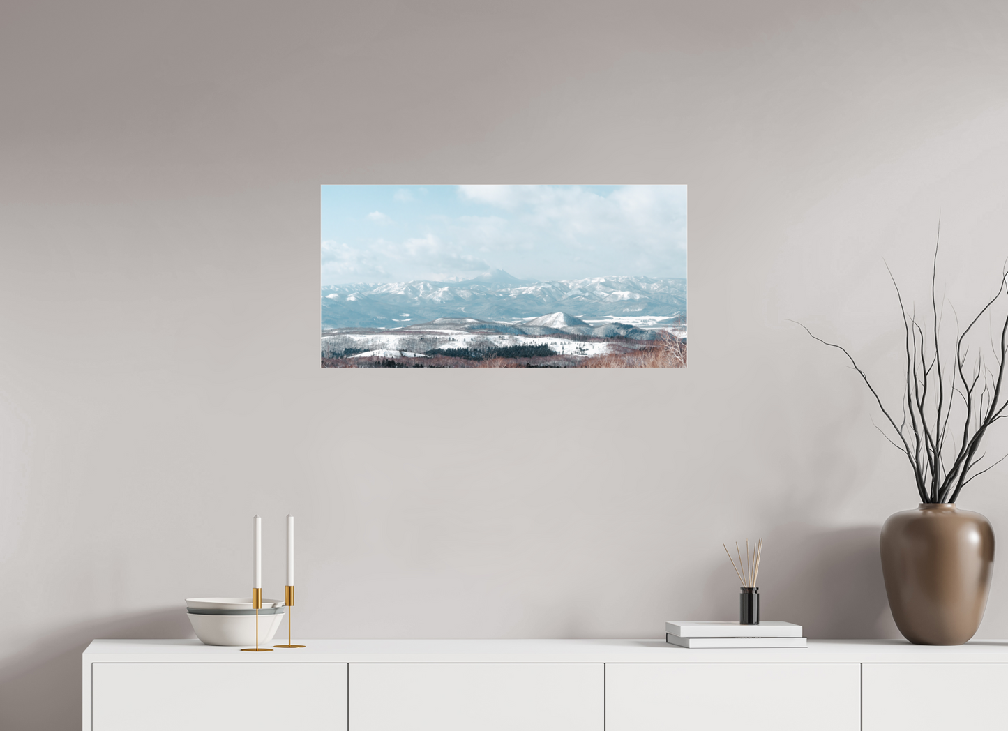 80 x 40 cm, Photo Print Under Acrylic Glass Volcan à Hokkaido