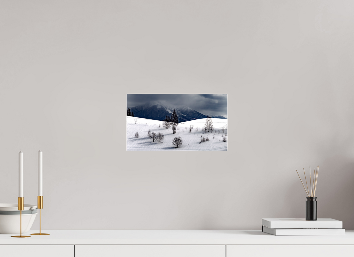 32 x 18 cm, Photo Print Under Acrylic Glass Paysage à Hokkaido