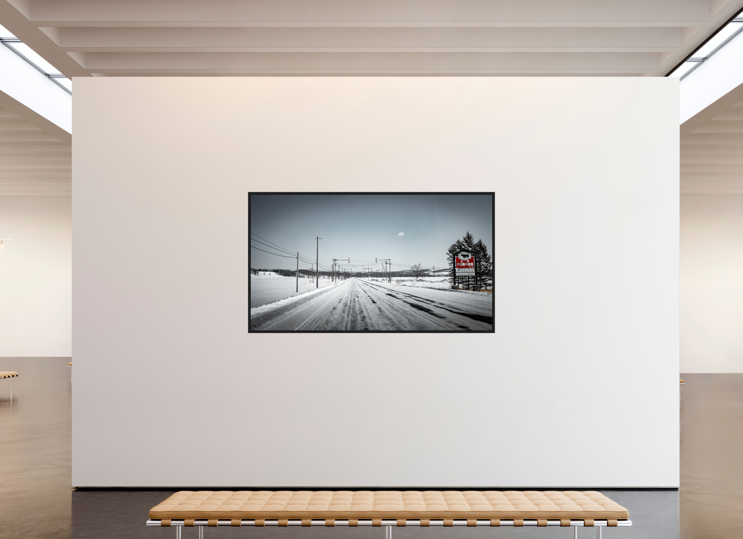 208 x 117 cm, Caisse noir mat 15 mm Sur la route - Hokkaido