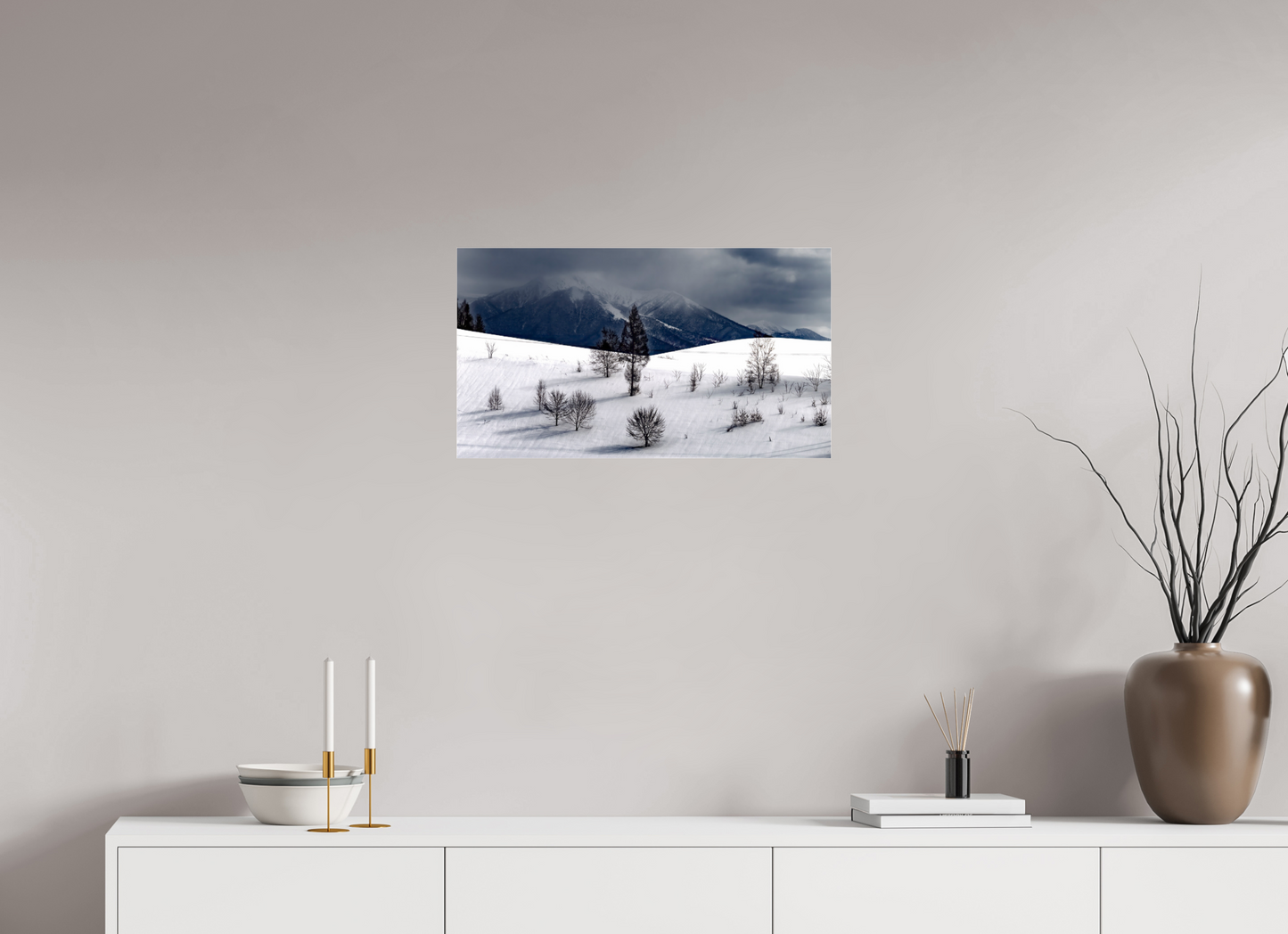 64 x 36 cm, Photo Print Under Acrylic Glass Paysage à Hokkaido