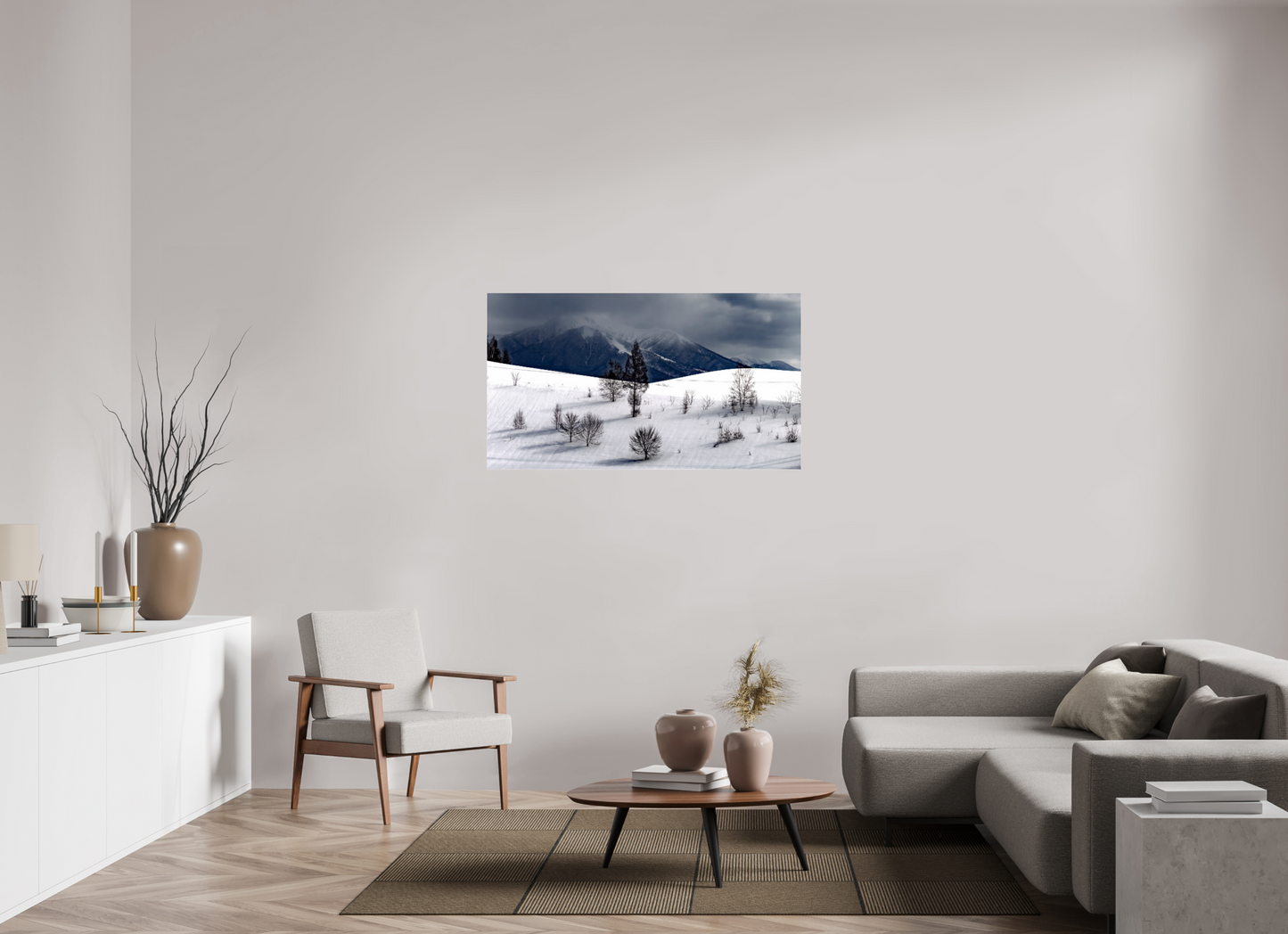 128 x 72 cm, Photo Print Under Acrylic Glass Paysage à Hokkaido