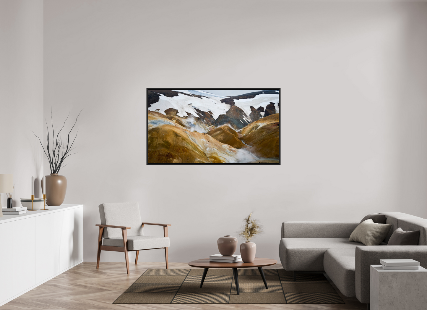 160 x 90 cm, Caisse noir mat 15 mm Landmannalaugar