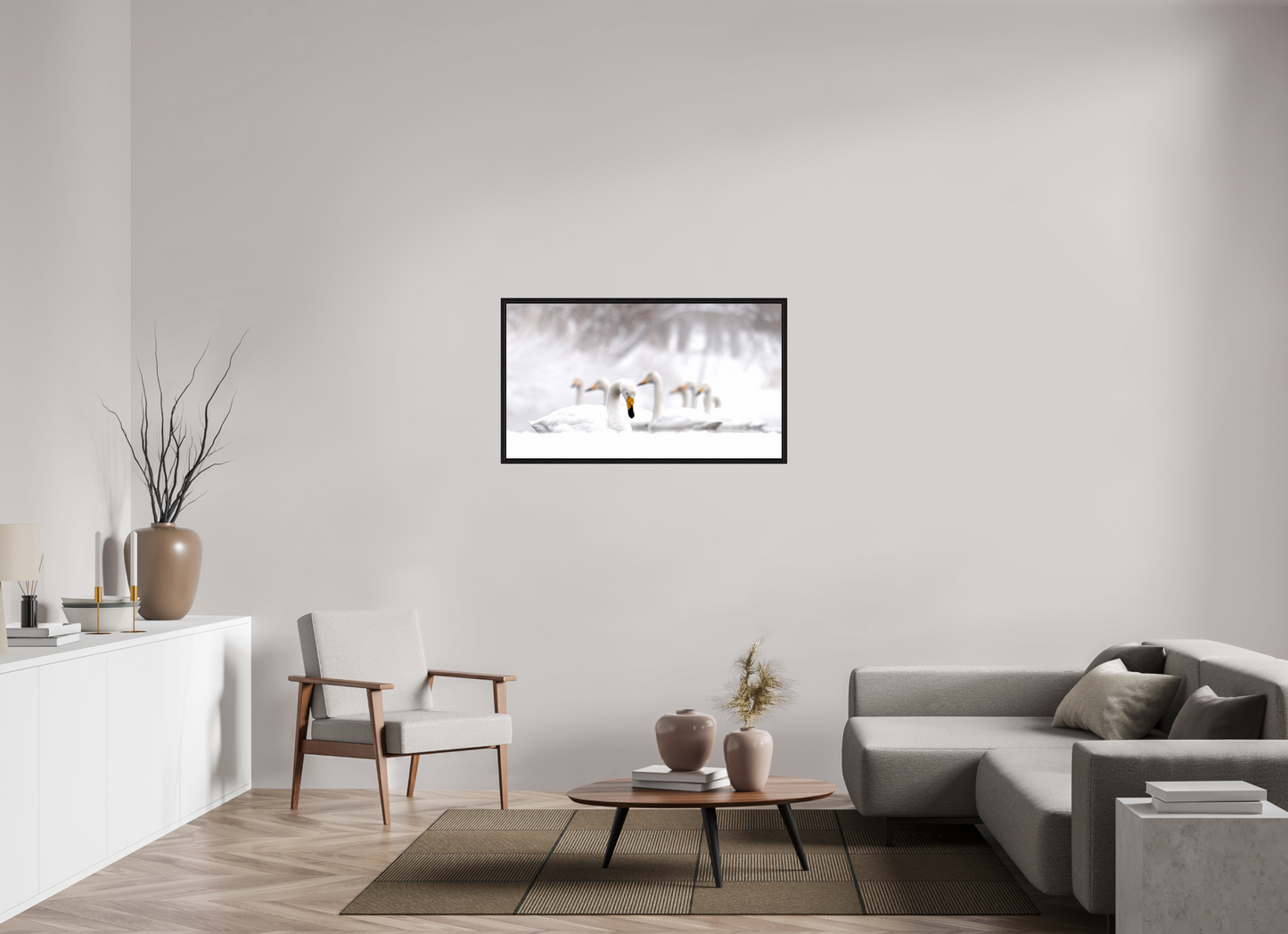 112 x 63 cm, Floater Frame Les Cygnes