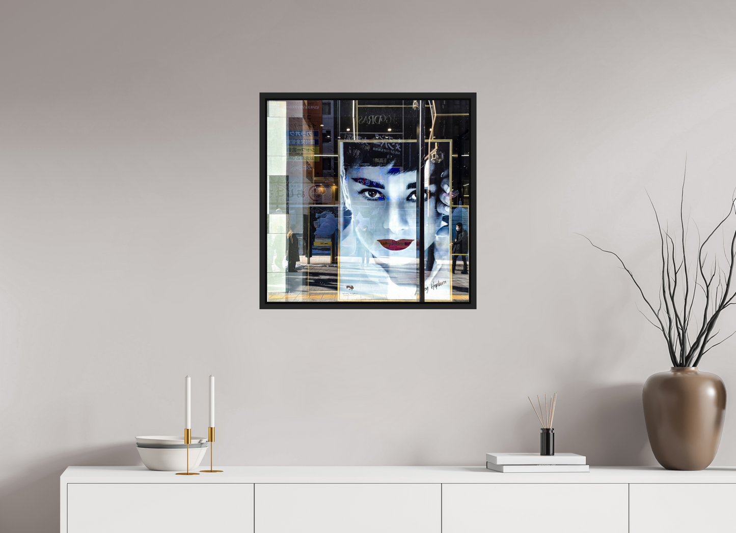 60 x 60 cm, Caisse noir mat 15 mm Vitrine à Sapporo