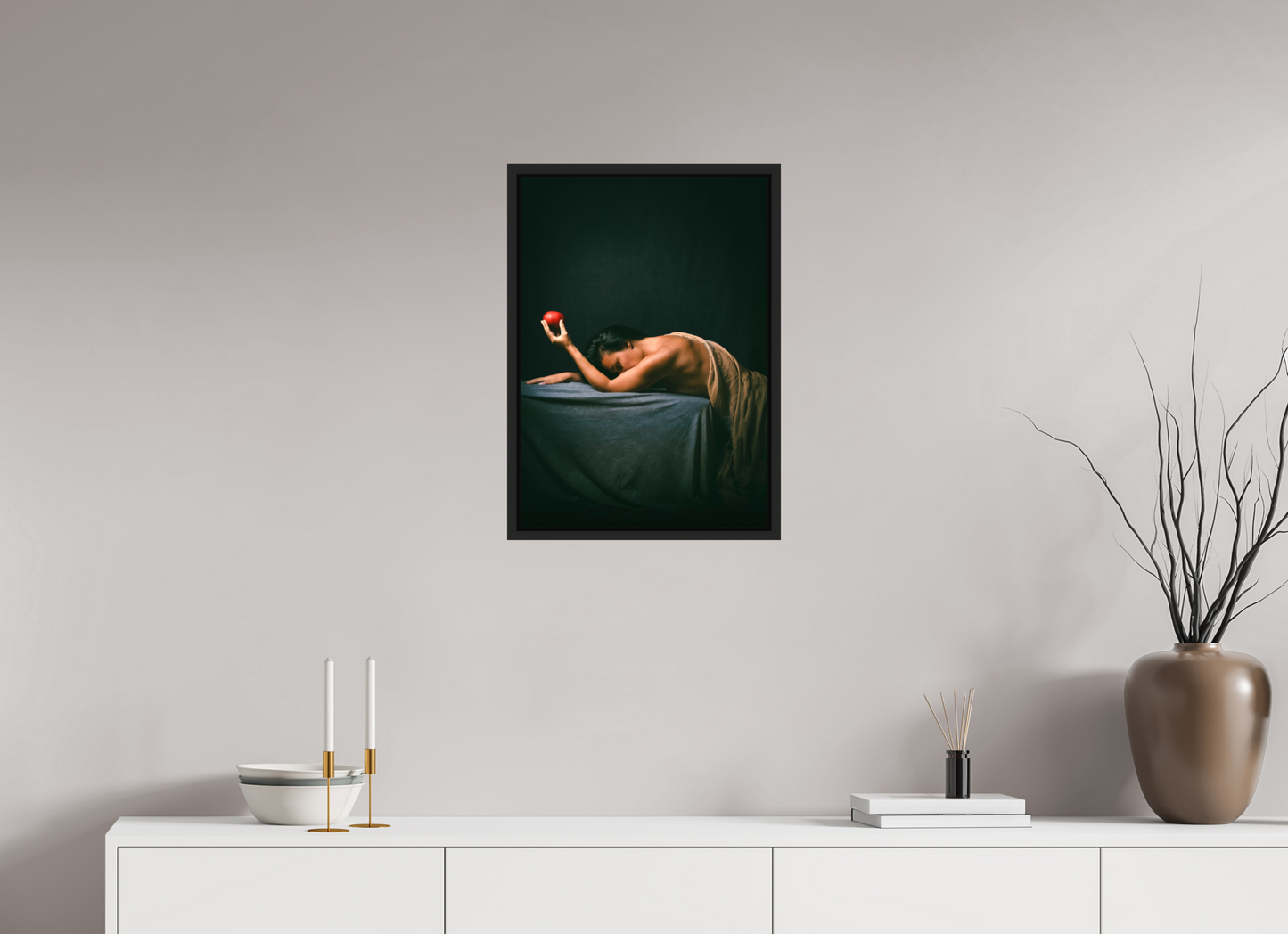 ISO A2 (42 x 59,4 cm), Caisse noir mat 15 mm La pomme