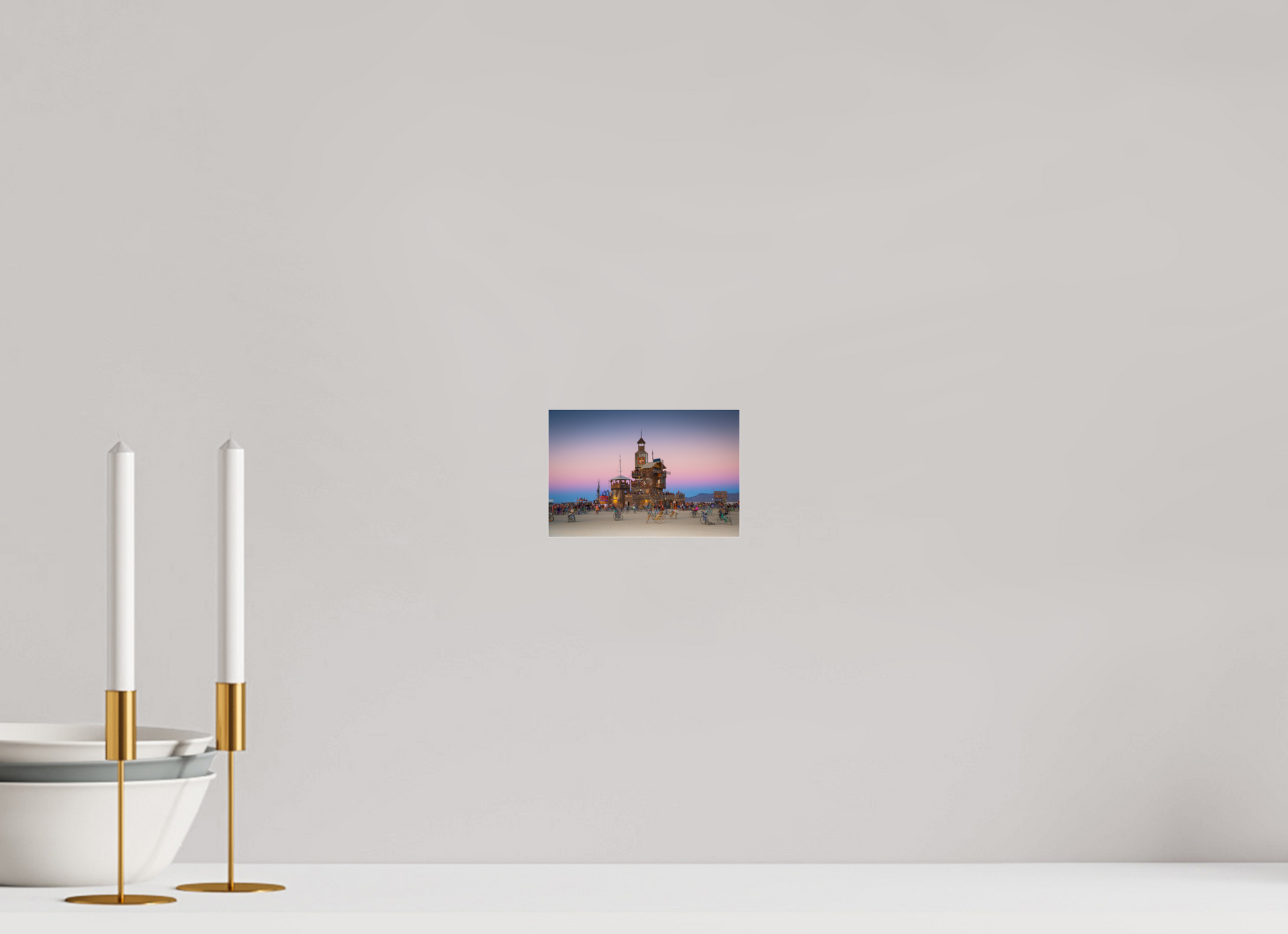 15 x 10 cm, Photo Print Under Acrylic Glass Burning man -  Au coucher du soleil