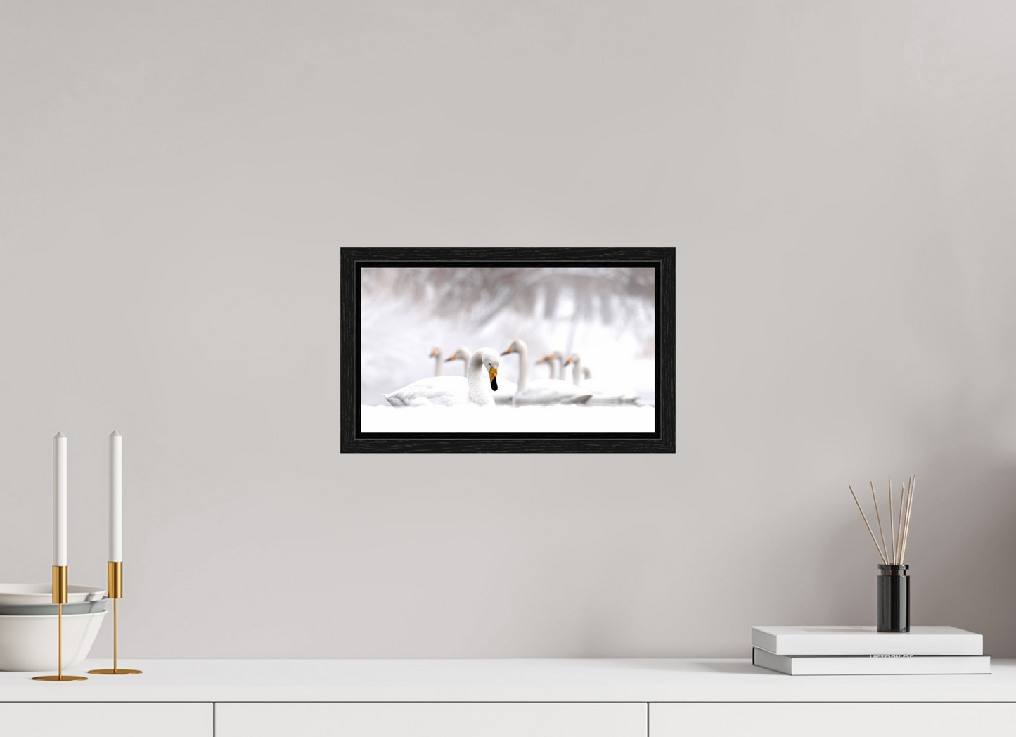 32 x 18 cm, Floater Frame Les Cygnes