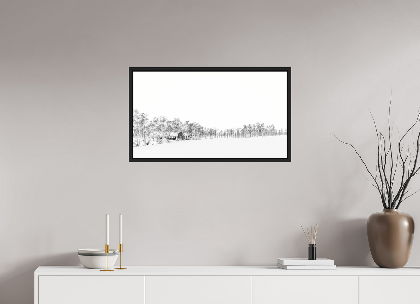 80 x 45 cm, Caisse noir mat 15 mm La neige