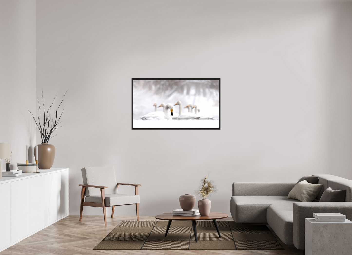 128 x 72 cm, Floater Frame Les Cygnes