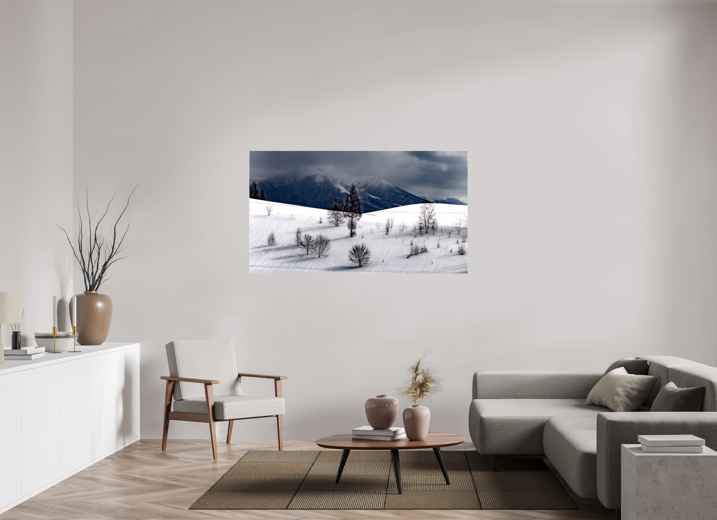 160 x 90 cm, Photo Print Under Acrylic Glass Paysage à Hokkaido
